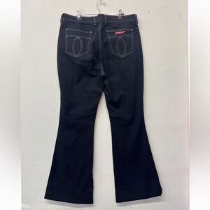 JOHNNY WAS x SASSON Black Flare Jeans Women’s Contrast White Stitch Sz 33